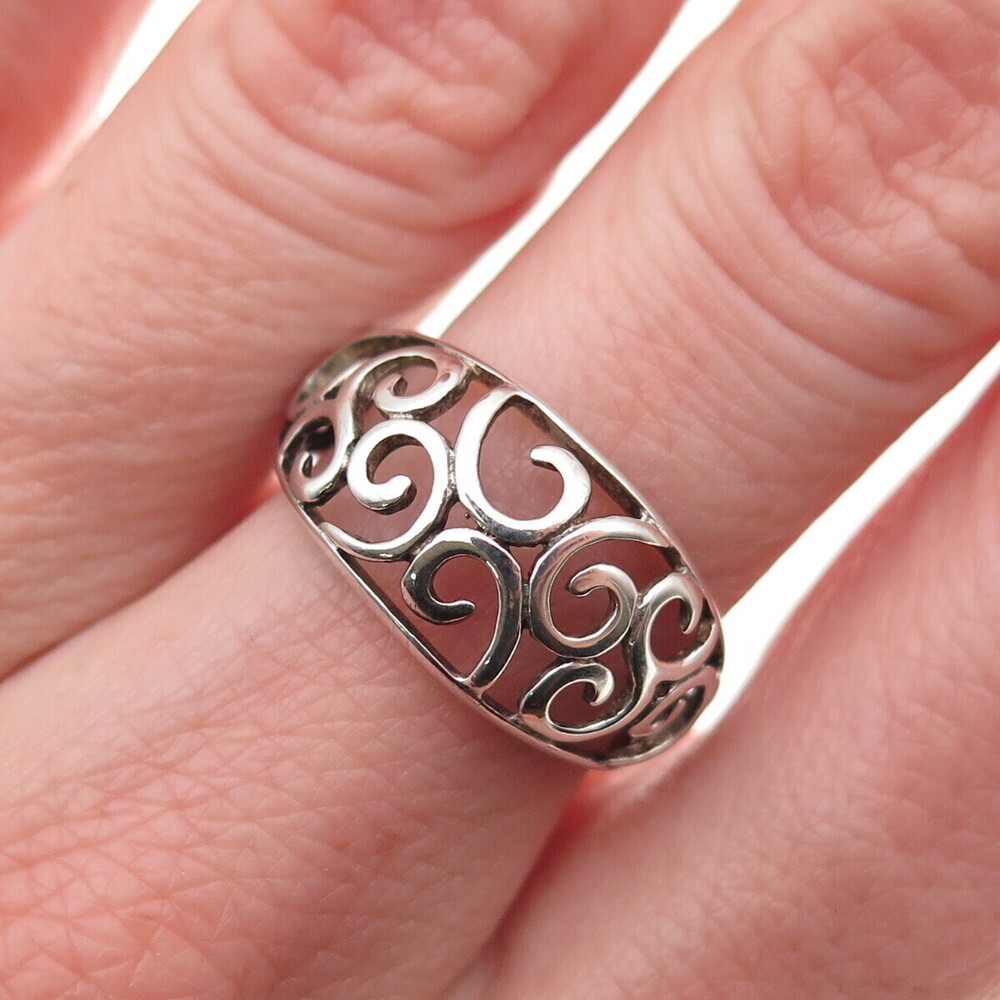 Nevada 925 Sterling Silver Vintage Swirl Oxidized Ring Size 6.5